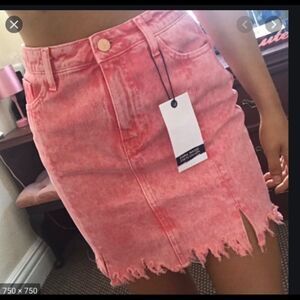 NEW! ZARA Y2K red washed denim mini skirt XS